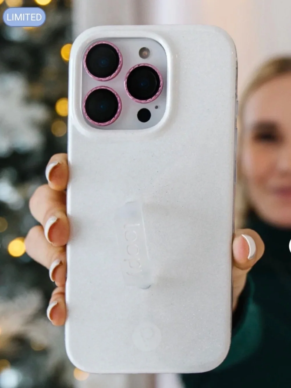 Loopy iPhone 16 Pro Max White Shimmer + New Midnight Boos Loop